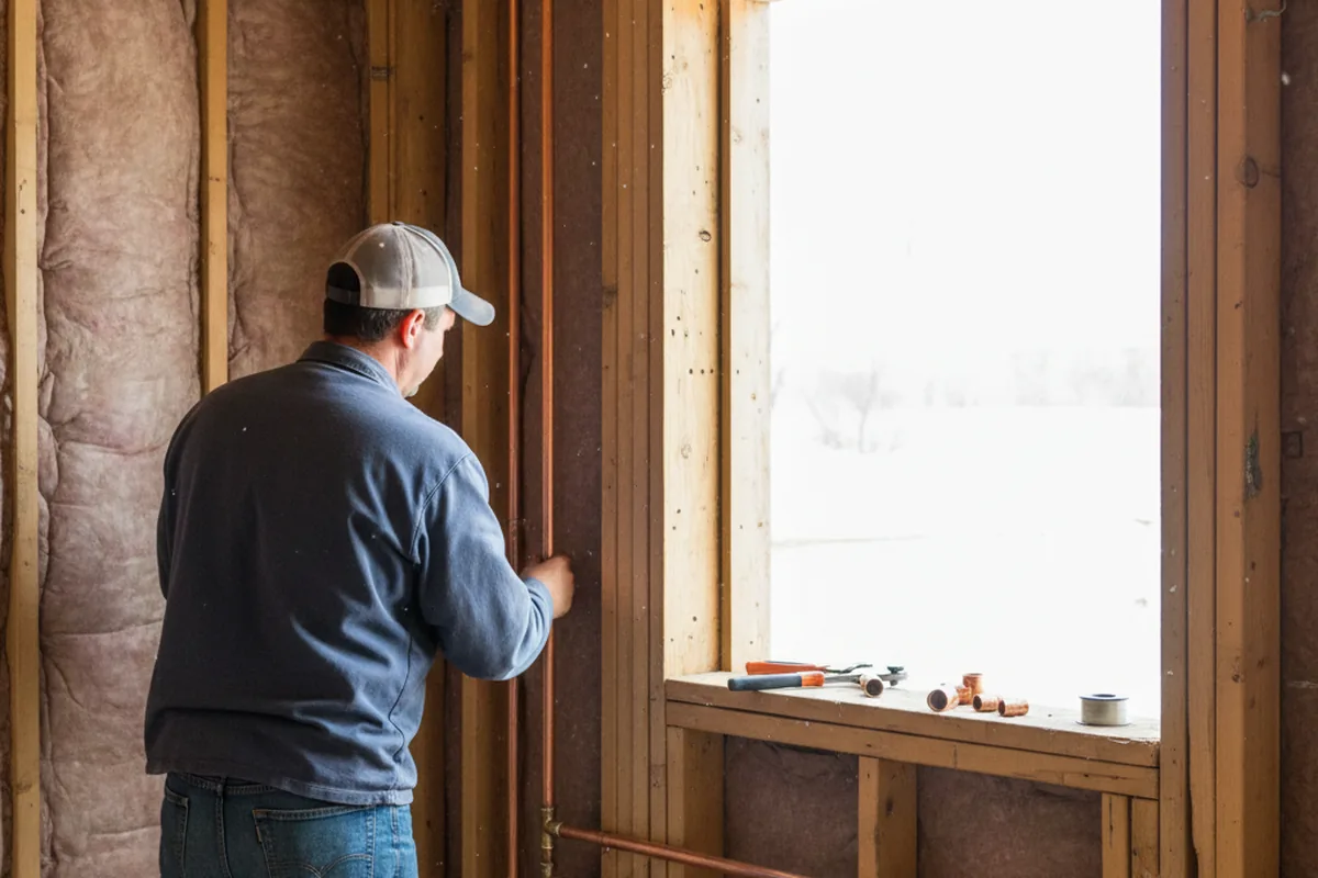 Licensed plumber running new copper supply lines in a Hiddenite home